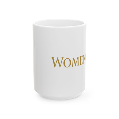 WOMENGODS Mug | Gold Text on Black Ceramic, 11oz or 15oz