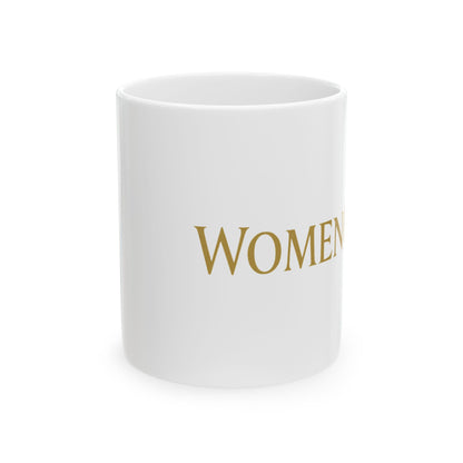 WOMENGODS Mug | Gold Text on Black Ceramic, 11oz or 15oz