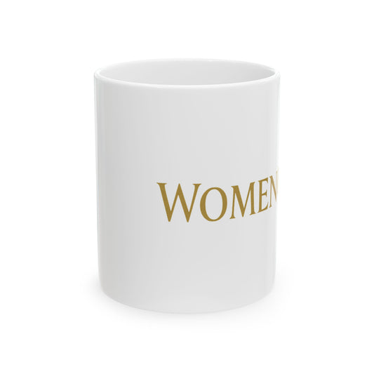 WOMENGODS Mug | Gold Text on Black Ceramic, 11oz or 15oz